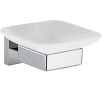 Мыльница GFmark стеклянная с креплением к стене, на квадратном основании, цвет ХРОМ. 84004