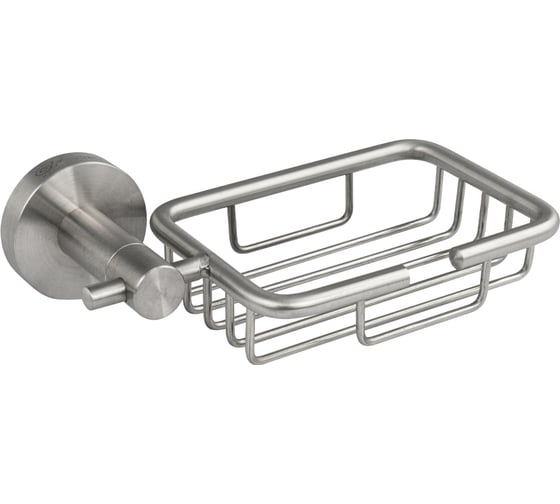 Мыльница GFmark металлическая, решётка, с креплением к стене, из нержавеющей стали, с круглым основанием, цвет САТИН. 80007