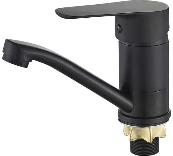 Смеситель для кухни ALOUTE однорычажный, монтаж на одно отверстие, черный на большой гайке, гибкая подводка 1/2. A0803DH
