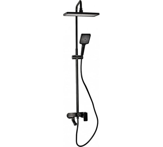 Смеситель + стойка душевая BRIMIX тропический душ с двумя квадратными лейками, из алюминия, черный 81745