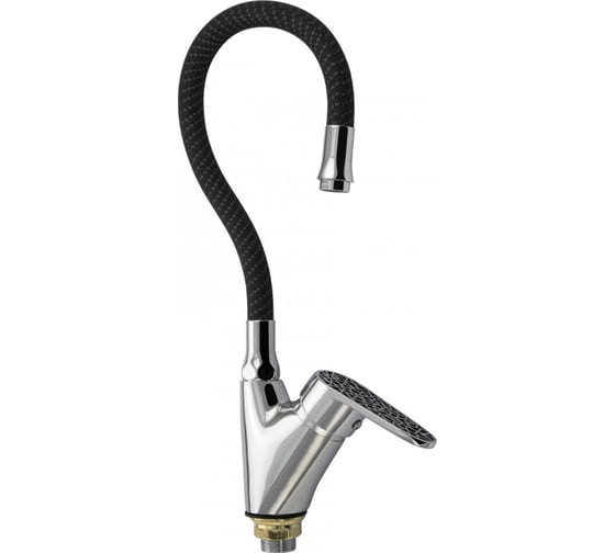 Смеситель кухонный BRIMIX боковой, ручка с чёрной мозаикой, с гибким изливом, черный 3374