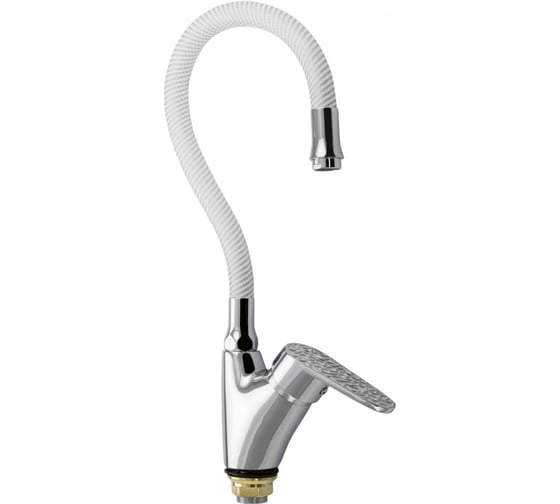 Смеситель кухонный BRIMIX боковой, ручка с белой мозаикой, с гибким изливом, белый 3274