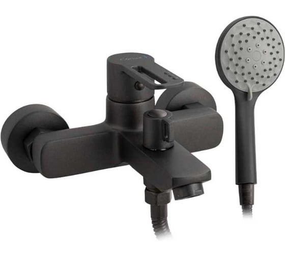 Смеситель для ванны САНАКС КОНСУЛ, короткий излив, ручка с прорезью, графит 8910