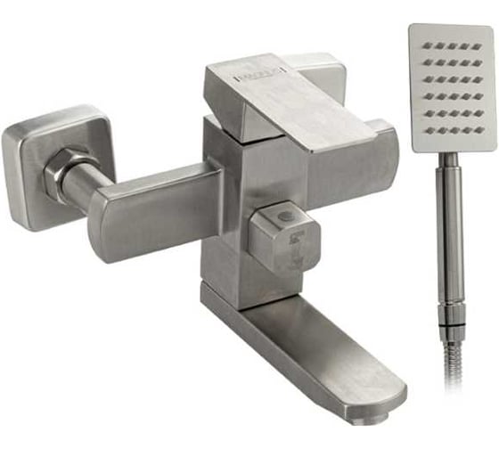 Смеситель для ванны САНАКС МАГНУС короткий излив, квадратный корпус, из нержавеющей стали марки 304, сатин 9226