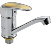 Смеситель для кухни и раковины САНАКС МайФайр поворотный излив 15 см, ручка с вставкой цвета золото, хром 87106