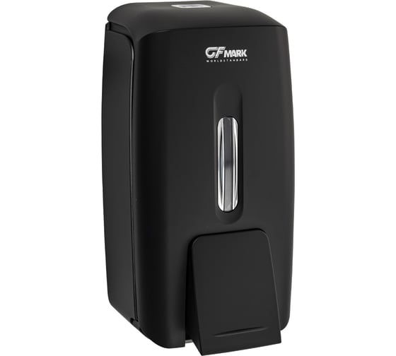 Дозатор для жидкого мыла GFmark универсальный, пластиковый, черного цвета, большой, с глазком - капля, 800 мл 9153