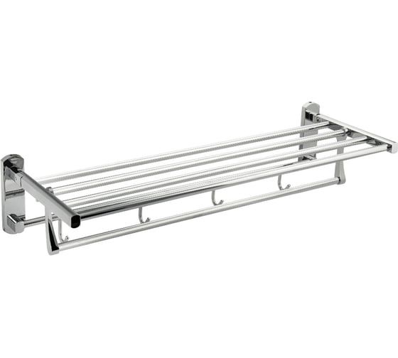 Полка для полотенца GFmark с опорой двойная, складная, серия ТИТАН, цвет хром. 5660