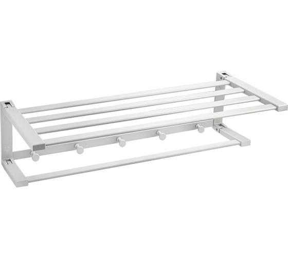 Полка для полотенца GFmark с опорой, двойная, из алюминия, цвет СЕРЫЙ. 1038