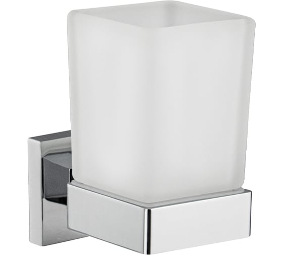 Стакан стеклянный с креплением к стене GFmark на квадратном основании, цвет хром. 84005
