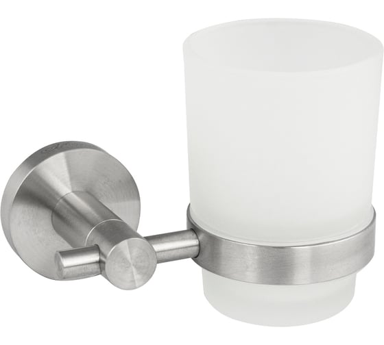 Стакан стеклянный матовый GFmark с креплением к стене из нержавеющей стали, с круглым основанием, цвет сатин 80005