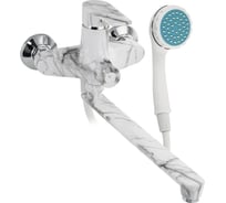 Смеситель для ванны Brimix длинный излив, шаровый, из высокопрочного АБС пластика, цвет белый МРАМОР. 556-M