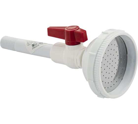 Комплект для летнего душа Санакс из высокопрочного АБС пластика, лейка D-90 мм, сгон - 120 мм, кран 1/2 г/ш, цвет белый 6144