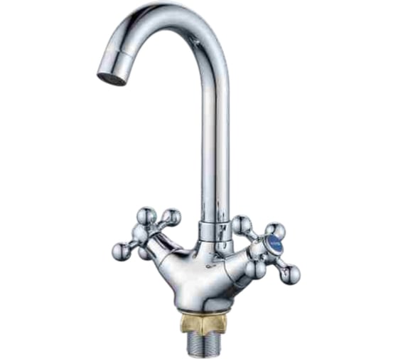 Смеситель для кухни ALOUTE, двухвентильный. Высота 250 мм. Подвод воды гибкий, крепление на большой гайке. Хром A6113-11