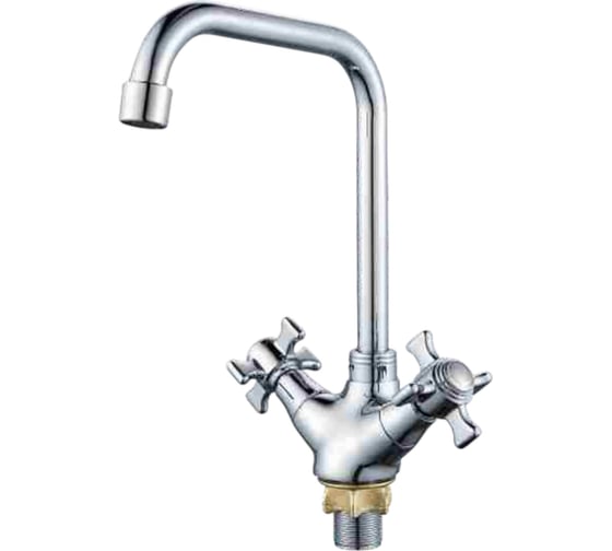 Смеситель для кухни ALOUTE, двухвентильный. Высота 250 мм. Подвод воды гибкий, крепление на большой гайке. Хром A6313-17