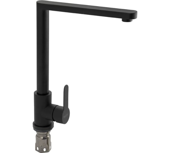 Смеситель кухонный черный САНАКС серия МАГНУС, Г-образный гусак, из нержавеющей стали марки 304 9106