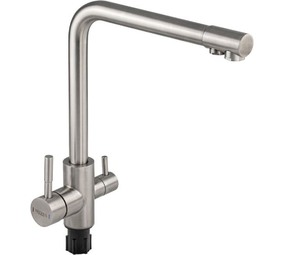 Смеситель кухонный САНАКС серия МАГНУС, Г-образный излив, шаровый, с двойным выпуском воды для фильтра, из нержавеющей стали марки 304 91122