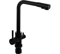Смеситель кухонный САНАКС серия МАГНУС, Г-образный излив, шаровый, с двойным выпуском воды для фильтра, из нержавеющей стали марки 304, черный 91125