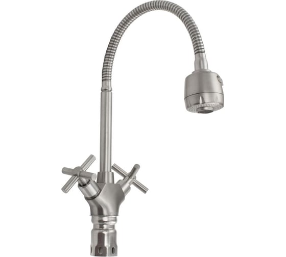 Смеситель кухонный САНАКС серия МАГНУС, металокерамика, гибкий излив, из нержавеющей стали марки 304 9215