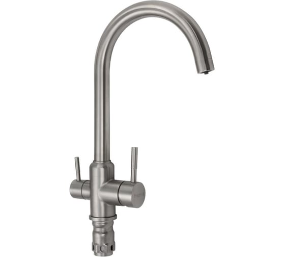 Смеситель кухонный САНАКС серия МАГНУС, С-образный излив, шаровый, с двойным выпуском воды для фильтра, из нержавеющей стали марки 304 91114