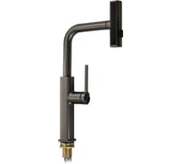 Смеситель кухонный САНАКС серия МАГНУС, шаровый, Г - образный излив вытяжной, корпус из латуни под цвет графита 8264