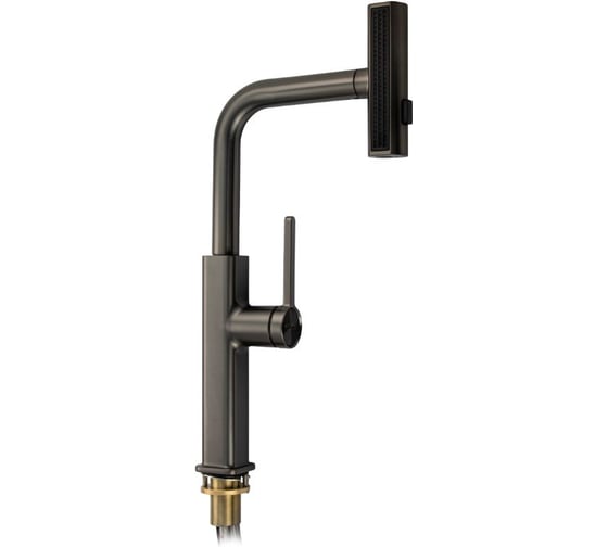 Смеситель кухонный САНАКС серия МАГНУС, шаровый, Г - образный излив вытяжной, корпус из латуни под цвет графита 8264