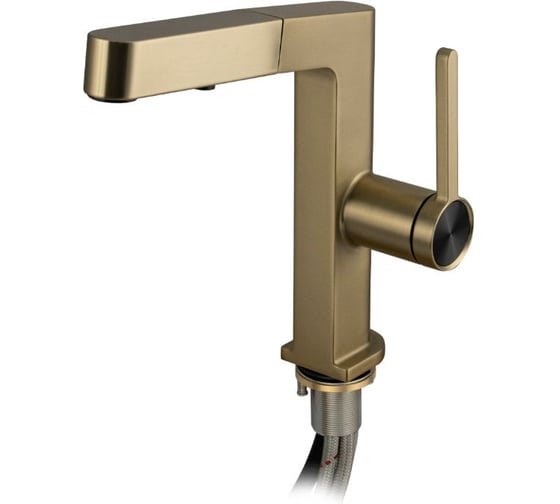Смеситель кухонный САНАКС серия МАГНУС, шаровый, Г - образный излив вытяжной, корпус из латуни под цвет матового золота 8232