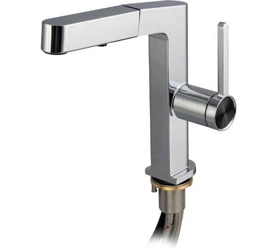 Смеситель кухонный САНАКС серия МАГНУС, шаровый, Г - образный излив вытяжной, корпус из латуни, хромированный 8235