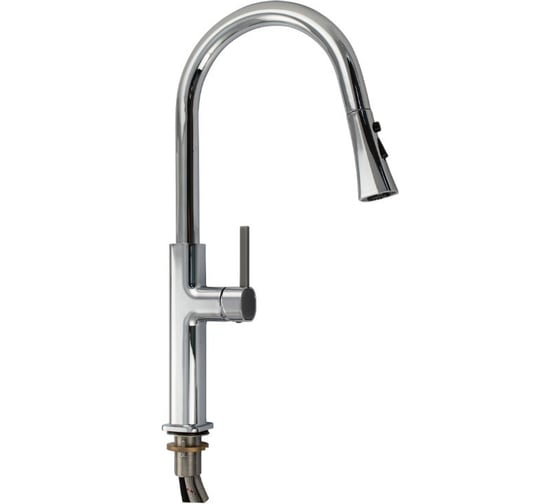 Смеситель кухонный САНАКС серия МАГНУС, шаровый, С - образный излив вытяжной, корпус из латуни, хромированный 8240