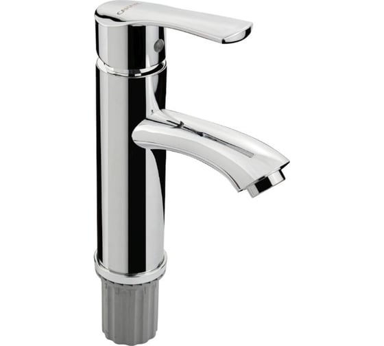 Смеситель для раковины САНАКС из нержавеющей стали марки 304, круглый излив, с алюминиевым основанием, цвет ХРОМ 13074