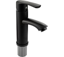 Смеситель для раковины САНАКС из нержавеющей стали марки 304, с алюминиевым основанием, цвет ЧЕРНЫЙ. 13075