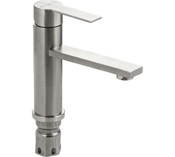 Смеситель для раковины САНАКС серия МАГНУС, круглый корпус с прямоугольным изливом, из нержавеющей стали марки 304, цвет САТИН 9158