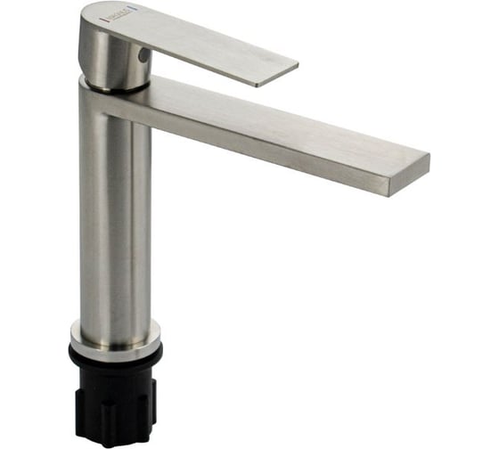 Смеситель для раковины САНАКС серия МАГНУС, круглый корпус D 35 мм с прямоугольным изливом, из нержавеющей стали марки 304, цвет САТИН 9148