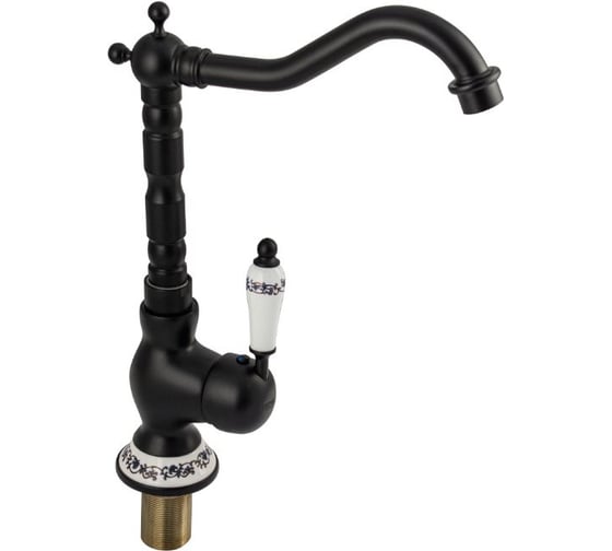Смеситель для кухни BRIMIX черный, высокий излив, поворот на 360 градусов, шаровый из латуни 1533