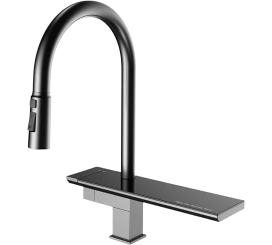 Смеситель для кухни на основании ALOUTE с водопадом, вытягивающимся изливом, Режим душ/ струя, цвет сатин A40163-5 1