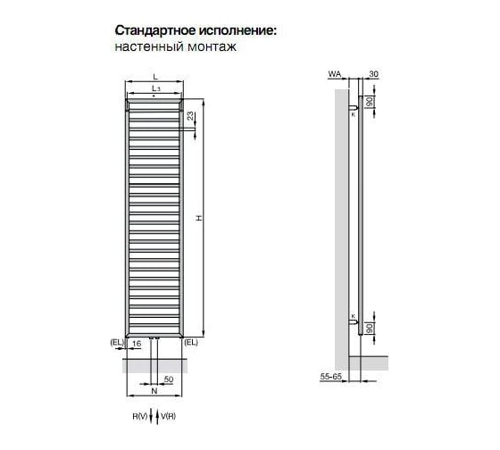Полотенцесушитель ZEHNDER Subway SUBC-130-060 хром