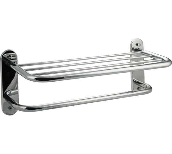 Полка для полотенца с опорой двойная Санакс из нержавеющей стали, цвет ХРОМ. 1054