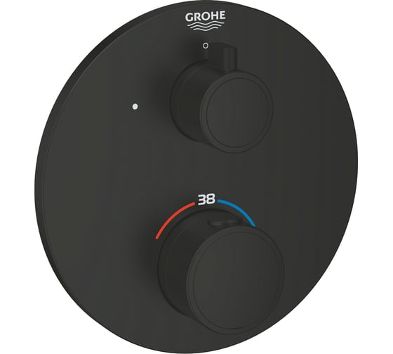 Внешняя часть термостата для душа GROHE Grohtherm с переключателем на 1 положение, матовый чёрный () 1022122430