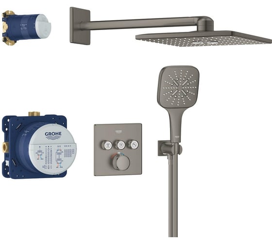 Душевая система GROHE Grohtherm SmartControl с термостатом для душа, темный графит матовый 34864AL0
