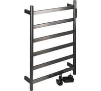 Полотенцесушитель электрический KRAFTTE ЛЕСЕНКА, 480 х 730 х 90 мм, на 6 перекладин, 75 W, 220V / 50 Hz, из нержавеющей стали, с таймером до 24 часов, цвет ГРАФИТ 44056