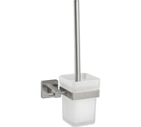 Ёрш для унитаза Gfmark со стеклянной колбой, с креплением к стене из нержавеющей стали, с квадратным основанием, цвет САТИН 87162