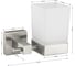 Стакан стеклянный матовый Gfmark с креплением к стене из нержавеющей стали, с квадратным основанием, цвет САТИН 87005 2
