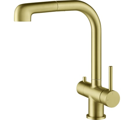 Смеситель для кухни с подключением фильтра и выдвижной лейкой Timo Saona золото матовое 2346/17FL