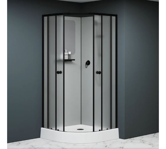 Душевая кабина RGW 90x90x200 AN-208-B Полукруг/Чёрный/Матовое/5 мм 381320899-24