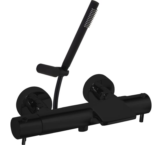 Смеситель термостатический для ванны (каскад) с душевым комплектом Ramon Soler ODISEA чёрный 393901DNM