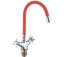 Смеситель двухвентильный для кухни ViEiR с гибким изливом, красный, V220122-K