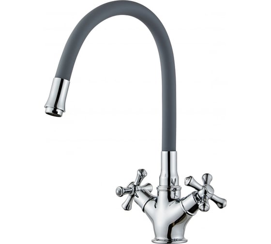 Смеситель двухвентильный для кухни ViEiR с гибким изливом, серый V210124-H