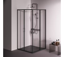Душевое ограждение AM.PM Above 100x100 квадратное, раздвижные двери, профиль черный матовый, стекло прозрачное W9XG-403-100100-BT