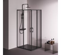 Душевое ограждение AM.PM Above 100x80, прямоугольное, раздвижные двери, профиль черный матовый, стекло прозрачное W9XG-403-10080-BT