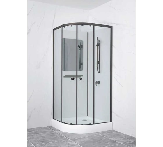 Душевая кабина RGW 90x90x200 AN-208-B полукруг, чёрный, тонированное(серое), 5 мм 381320899-34