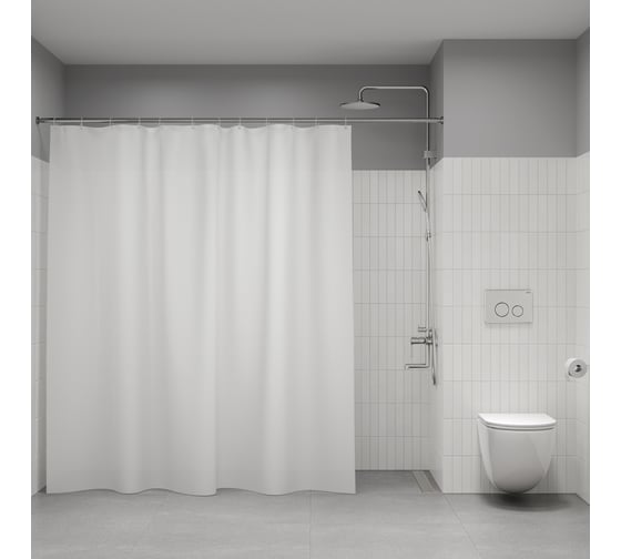 Штора для ванной IDDIS, 200×240 см, Полиэстер, белый, BL08P24i11